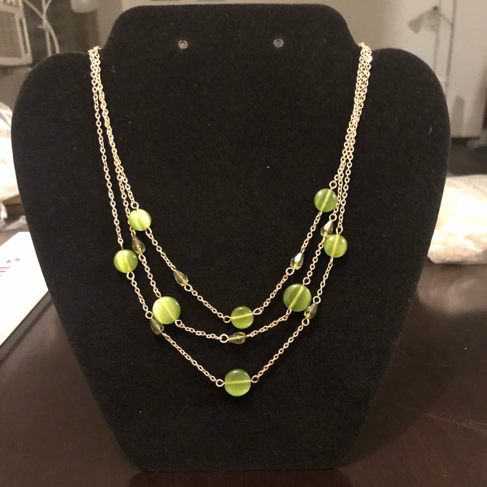 🌸Gold and Green Gem Layered Necklace
